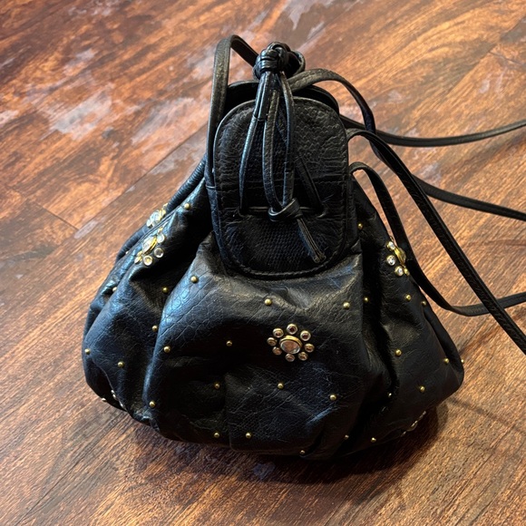 vintage design Handbags - Chic Black Leather Mini Bag with Stud Accents